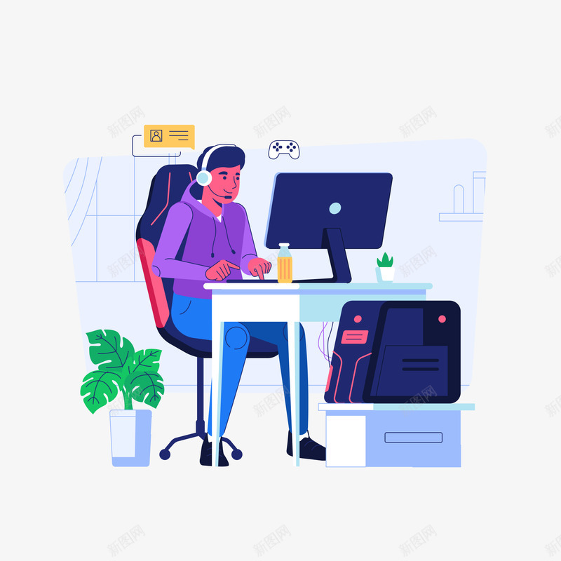 work from home illustraly set 3插画png免抠素材_88icon https://88icon.com 插画