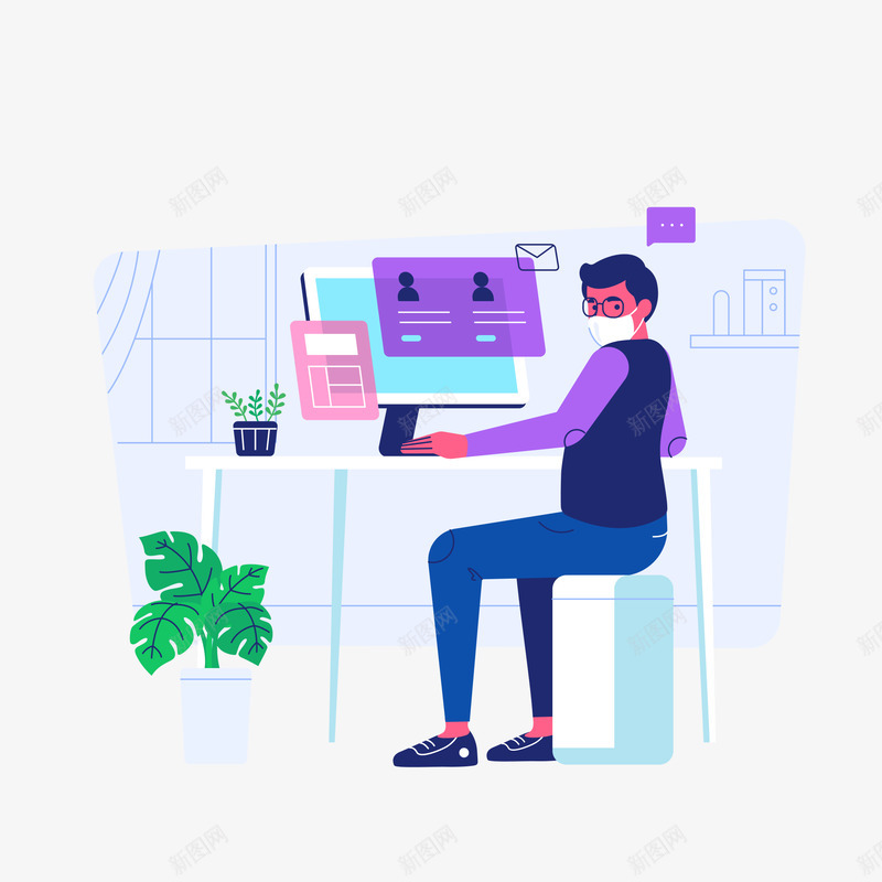 work from home illustraly set 3插画png免抠素材_88icon https://88icon.com 插画