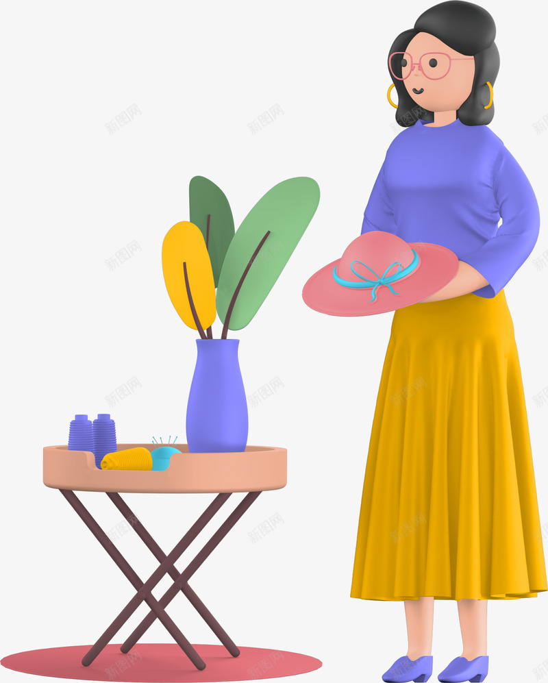 3D卡通呢女人png免抠素材_88icon https://88icon.com 3D 卡通 女人