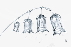 花蕾形状的水与下落的水滴工笔画图像素材素材