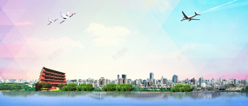 现代城市商务旅游促销电商bannerjpg设计背景_88icon https://88icon.com 电商banner 促销 城市 旅游 现代 几何渐变 未来城市 广州之旅