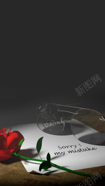 时尚黑色背景玫瑰花素材H5背景背景