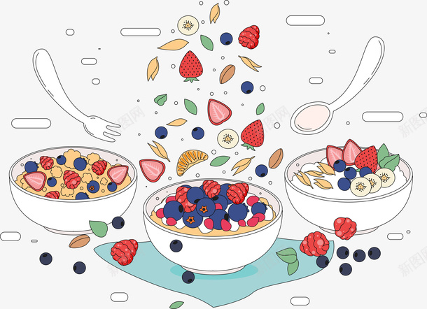 新鲜早餐设计素材png免抠素材_88icon https://88icon.com 卡通有趣 矢量图案 彩色底纹 新鲜早餐 营养 水果干