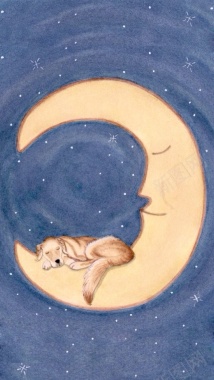 手绘月亮上的狗H5背景背景