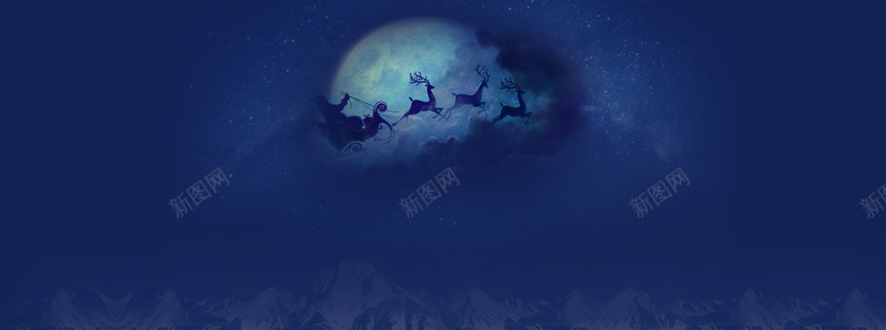 夜色月光圣诞老人素材背景