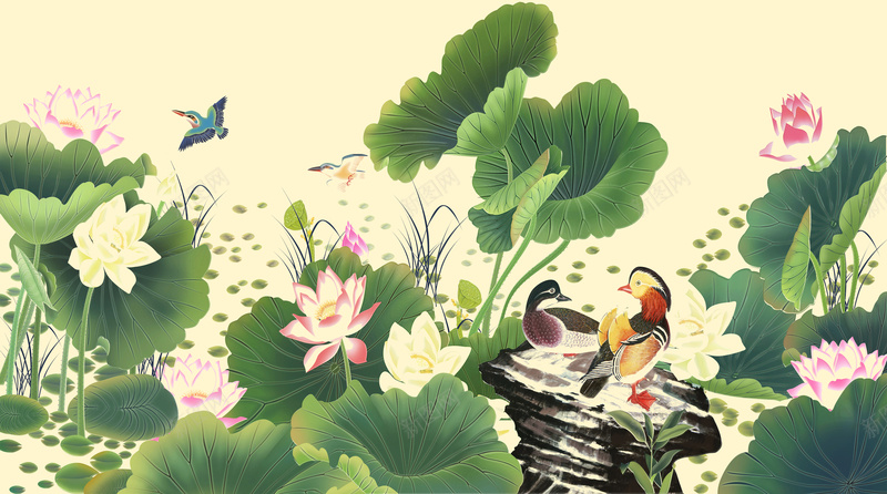 中国风荷塘荷花工笔画背景素材jpg设计背景_88icon https://88icon.com 中国风 工笔画 荷花 野鸭 鸳鸯 翠鸟 荷叶 工笔画背景 简约背景 简约 背景 古典 水墨