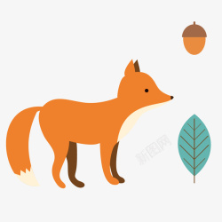 手绘卡通可爱动物狐狸素材素材