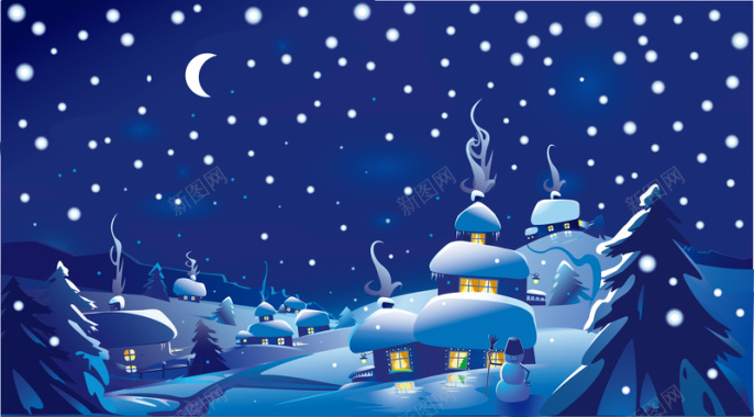 冬季雪夜背景素材背景