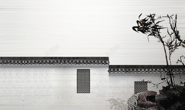 建筑中式水墨古典海报背景背景