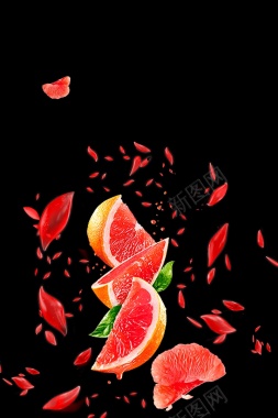 新鲜果蔬诱人柚子海报背景模板背景