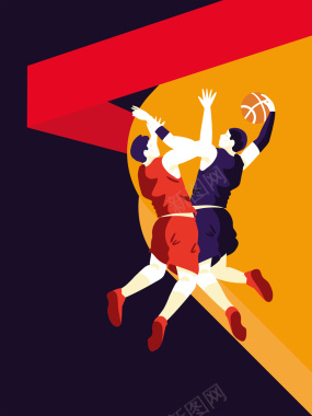 扁平化矢量简约篮球培训比赛海报背景背景