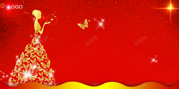 黄金饰品红色喜庆海报背景背景