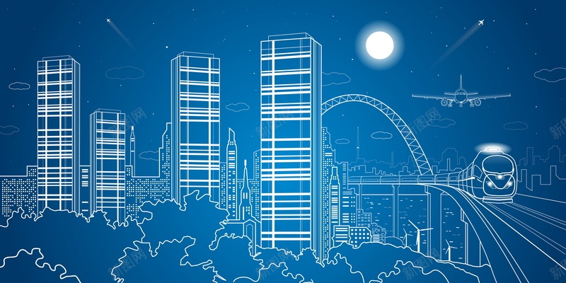 线条城市建筑jpg设计背景_88icon https://88icon.com 城市 建筑 线条 蓝色 高楼 大厦 科技 科幻 商务