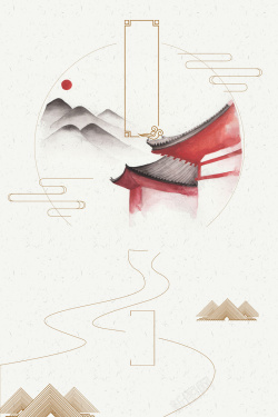 禅定之道中国风禅道线条简约海报背景素材高清图片