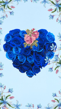 蓝色玫瑰花海报背景背景