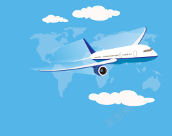 航空主题蓝色清新扁平航空主题海报背景素材高清图片
