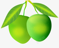 手绘绿色芒果素材