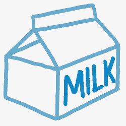 蓝色牛奶盒手绘线条画素材