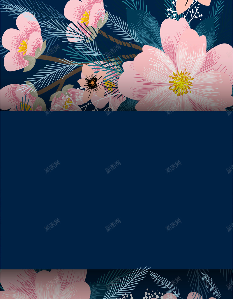 深蓝色鲜花矢量背景jpg设计背景_88icon https://88icon.com 喜欢 梦幻 浪漫 深沉 深蓝色 矢量 竖版 竖版ppt模板 粉色 鲜花