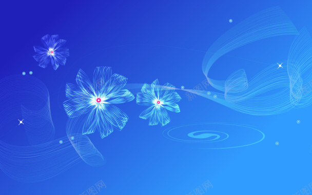 蓝底线条花卉舞台背景素材背景