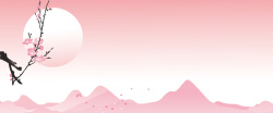 樱花节广告桃花节樱花节渐变简约月亮粉banner高清图片