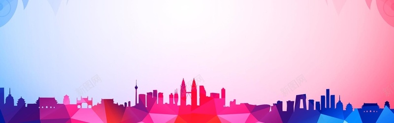 扁平彩色城市建筑背景背景