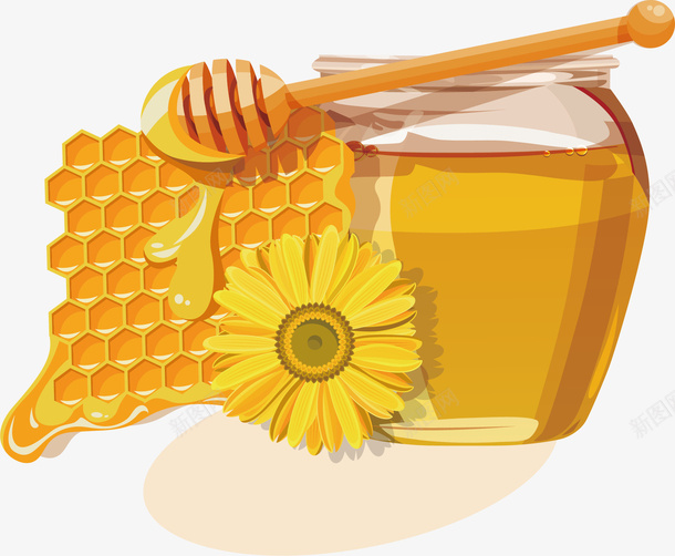 黄色蜂蜜设计素材eps免抠素材_88icon https://88icon.com 玻璃罐 卡通有趣 矢量图案 蜂蜜 黄色花朵 甜蜜