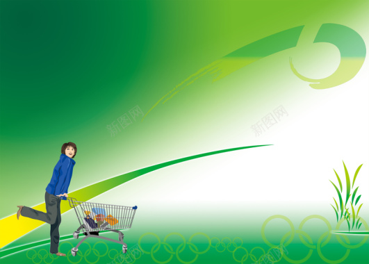绿色超市购物海报背景模板背景