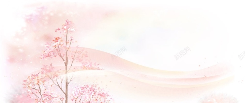 手绘粉色树木背景背景
