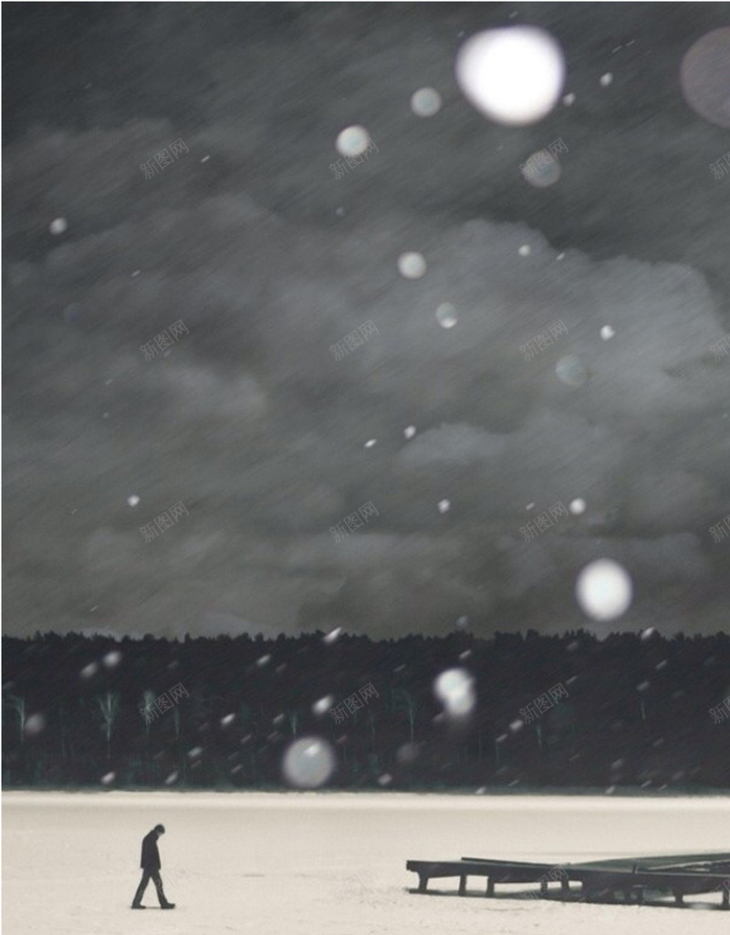 大雪纷飞下的一个人H5素材背景jpg设计背景_88icon https://88icon.com 冬季 一个人 孤独 月亮 大雪 H5素材独自