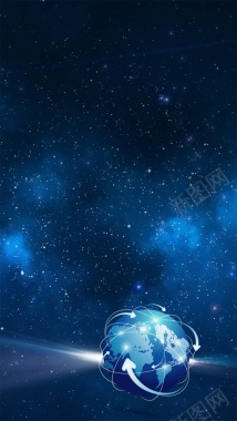 蓝色星空科幻地球PSD分层H5背景素材背景