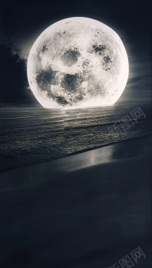 黑色大气月亮星空海报背景背景
