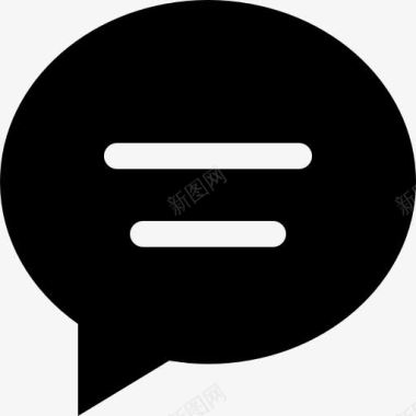 聊天的聊天泡泡椭圆形的黑色符号与文本聊天界面线图标图标