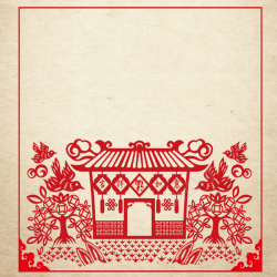 过年房屋中国风房屋剪纸主图背景素材高清图片
