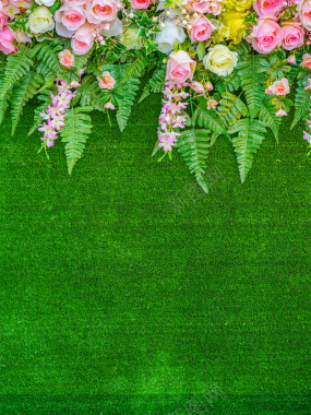 绿色小清新花卉花店预定海报背景背景