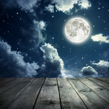 月夜星空太阳木板背景图背景