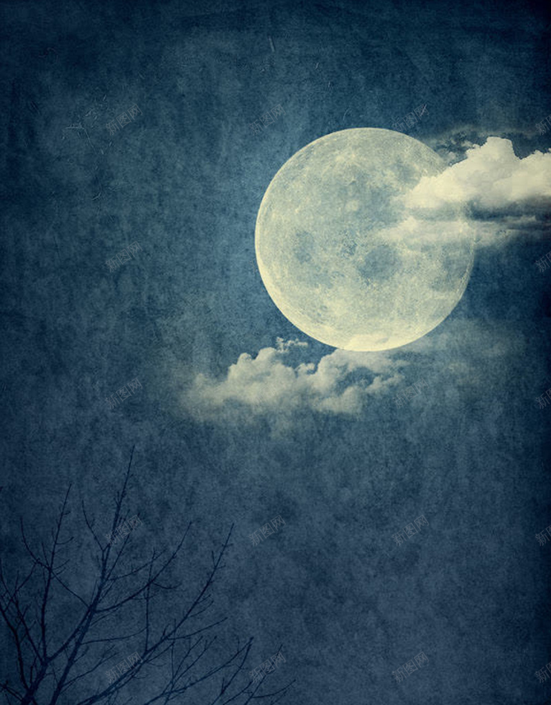 月亮树木夜色背景jpg设计背景_88icon https://88icon.com 月亮 树木 夜色 夜晚 白云 H5 h5