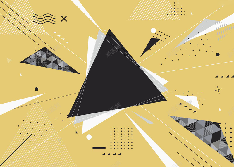 简约三角形几何平面广告jpg设计背景_88icon https://88icon.com 三角形几何 几何图案 平面广告 简约背景 黄色背景 条纹 波点 科技感 立体感