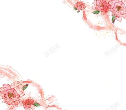 手绘花朵水彩玫瑰花相框粉色印刷背景背景