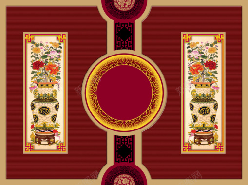 中式复古传统春节礼盒海报背景素材背景