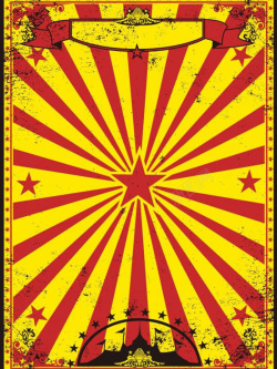 红黄相间五角星复古红黄相间马戏团宣传海报高清图片