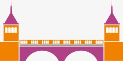 卡通彩色建筑桥素材图素材