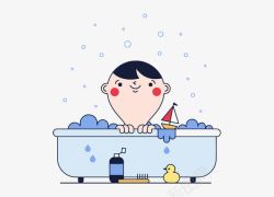 卡通浴盆洗澡的小宝宝高清图片