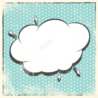 复古云团漫画几何蓝色矢量素材主图背景