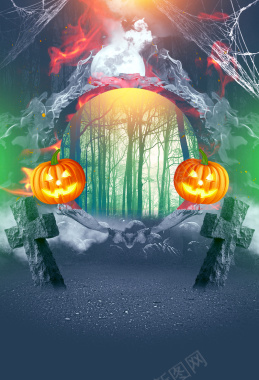 暗黑恐怖万圣节节日主题海报设计背景