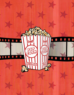 电影院广告红色复古爆米花电影院广告背景高清图片