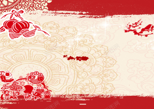 笔刷新年剪纸春节节日背景背景