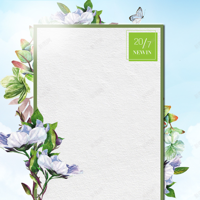 蓝色春季小清新水彩花卉主图背景psd设计背景_88icon https://88icon.com 蓝色背景 春季 春天 小清新 水彩 花卉 花朵 主图背景 直通车 女装 服装