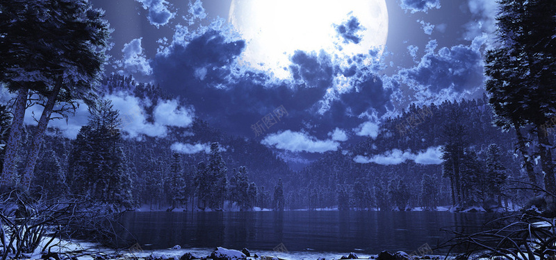 唯美星空夜色月亮背景背景