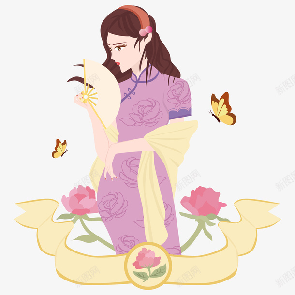 手绘民国卡通国潮旗袍动漫美女png免抠素材_88icon https://88icon.com 手绘 民国 卡通国潮 旗袍 动漫美女